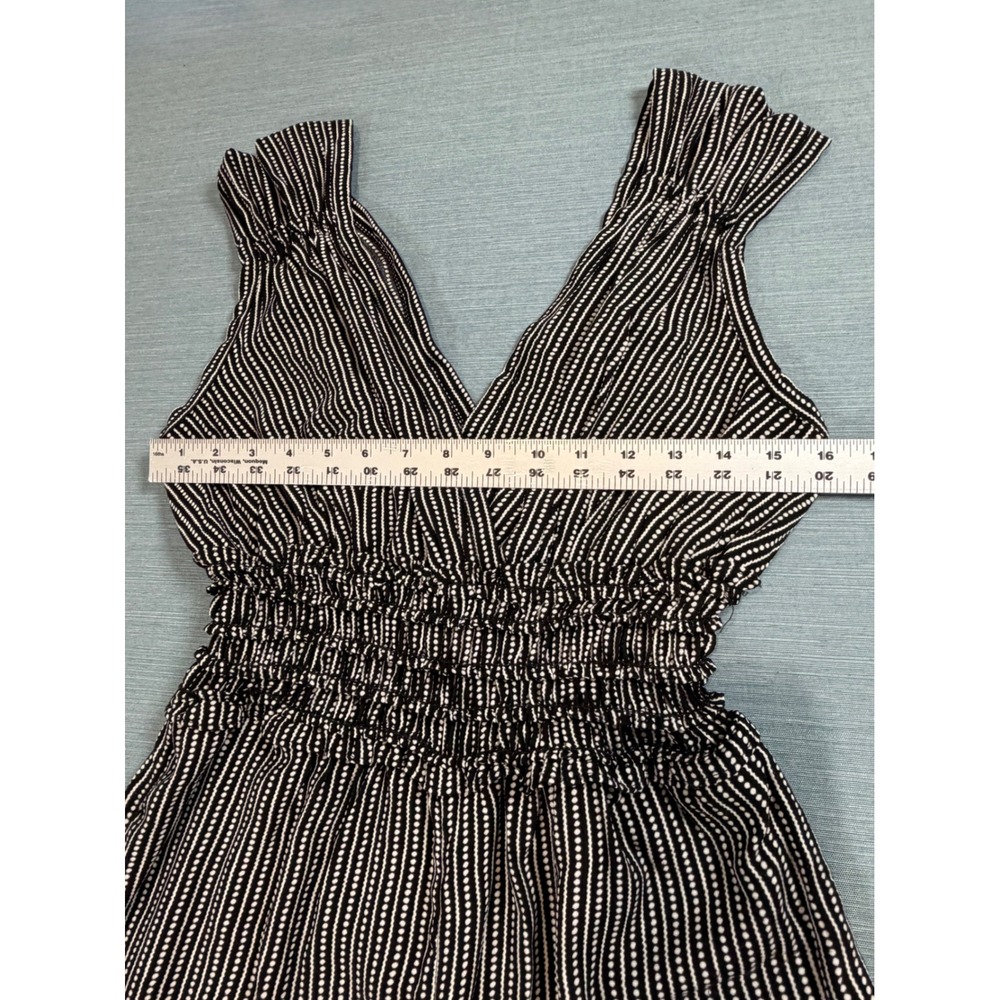 Unbranded Wide Leg Jumpsuit Womens M Black White Excellent Dotted Stripe Ruffle - Picture 7 of 12